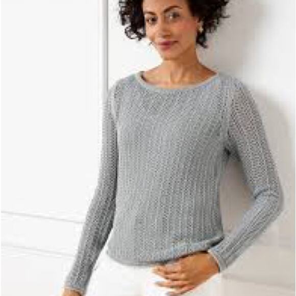 Talbots Light Weight Knit Sweater Gray Small Petite - Picture 1 of 6